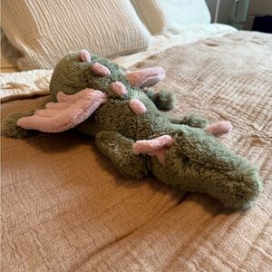 Jellycat Green and Pink Stuffed Dragon